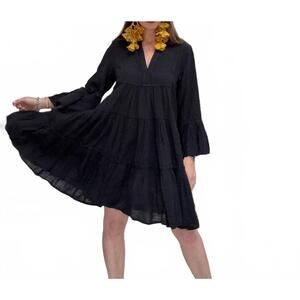 NEW PEARL AND CAVIAR layla long sleeve dress in black